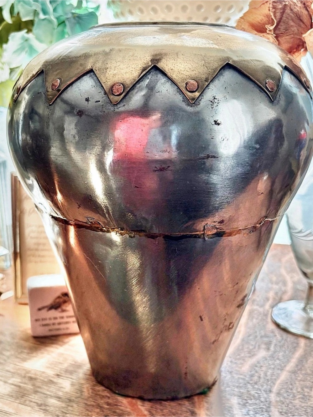 Metallic India-Inspired Decor Vessel in Silver & Gold